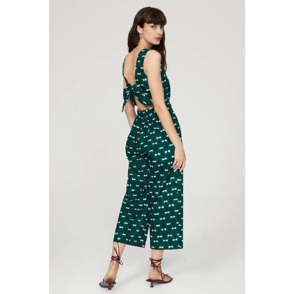 Busayo Collective Green & White Tie-Back Sleeveless Cropped Jumpsuit – Size 6 - Picture 4 of 9